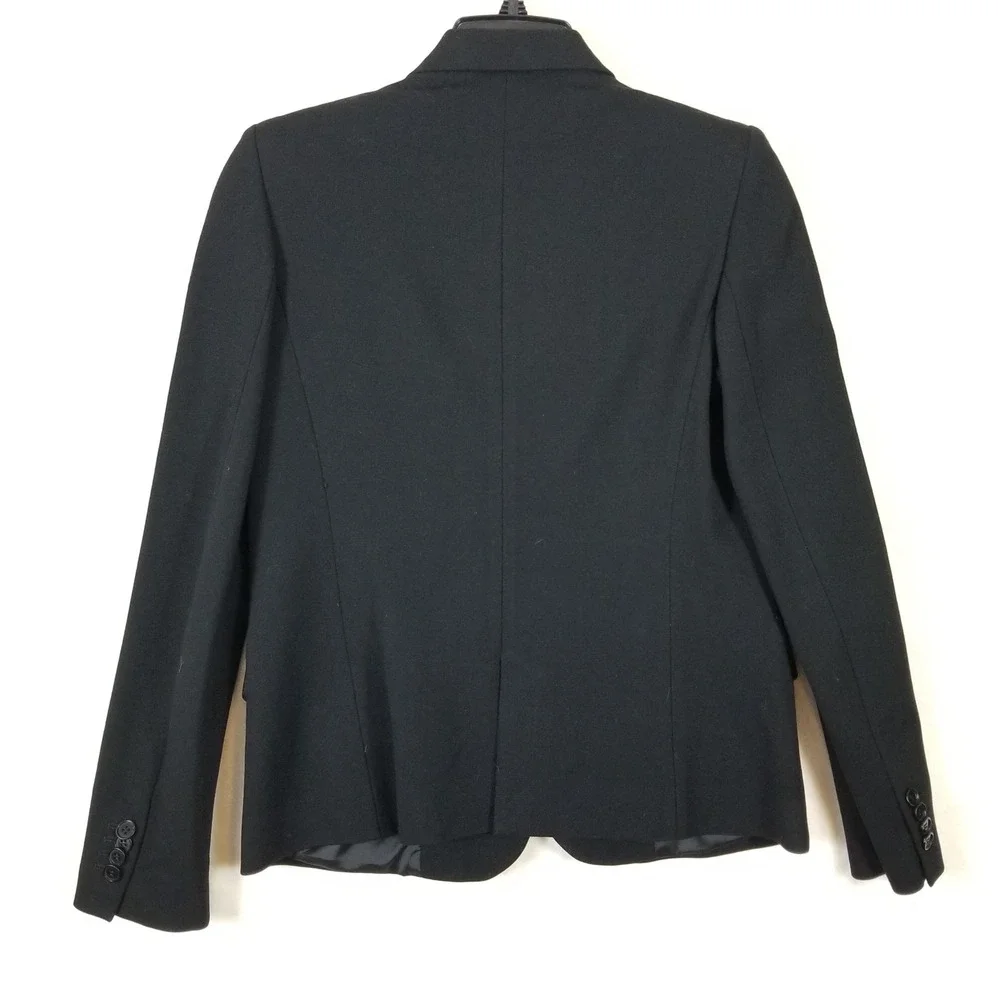 Theory Women Black Viscose Blend Two Button Tailored Blazer Jacket Sz 4 A0126110